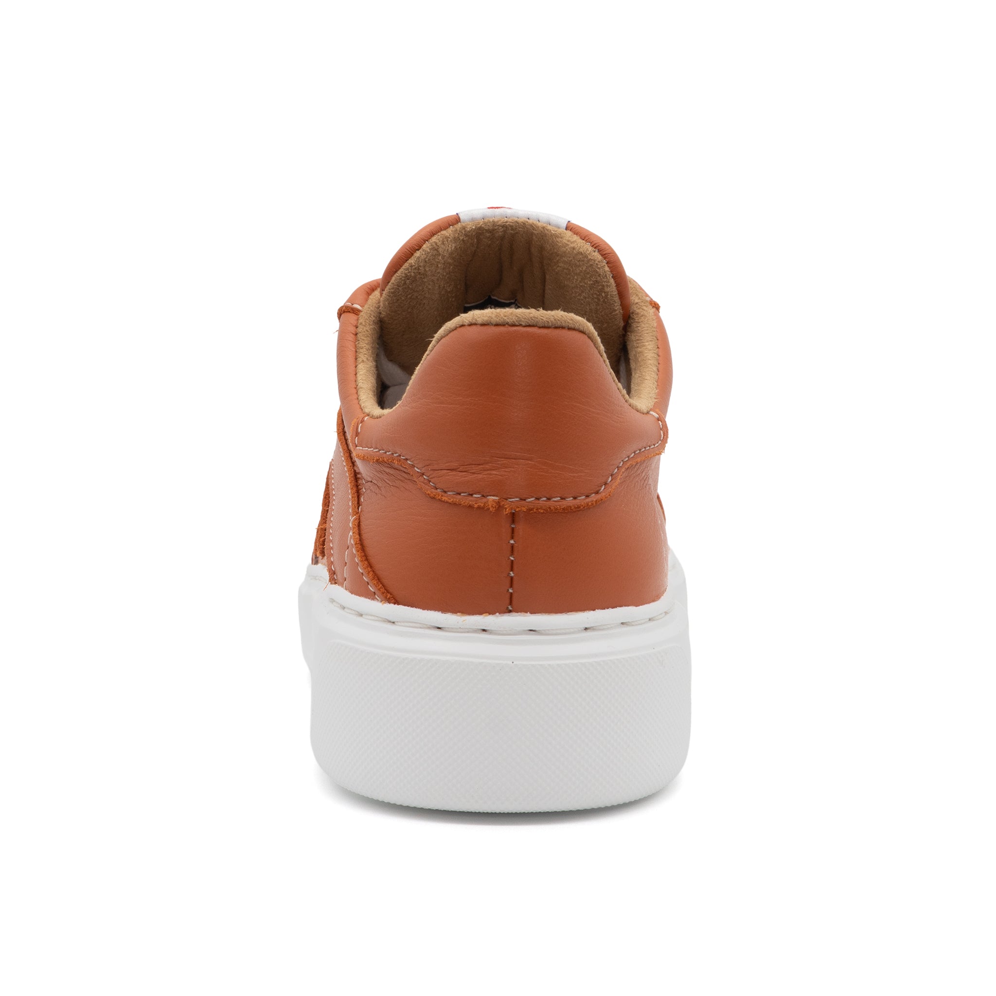 BLKSWN Footwear 601 Solid Burnt Orange lowtop sneaker, back view showing vibrant orange color and sleek design.