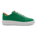 Green BLKSWN Footwear 601 Solid lowtop sneaker showing the right side with a sleek, solid green leather upper.