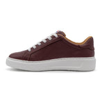 Maroon BLKSWN Footwear lowtop sneaker in solid color, showing the left shoe with laces and casual design.