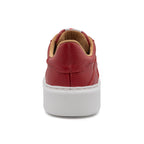 BLKSWN Footwear 601 Solid Original Red lowtop sneaker shown from the back, featuring a vibrant red color and classic low-top design.