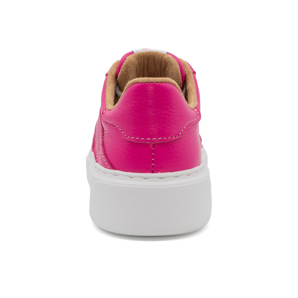 BLKSWN Footwear 601 Solid Pink lowtop sneaker shown from the back, featuring a vibrant pink color and classic lowcut design.