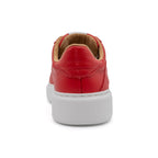 BLKSWN Footwear 601 Solid Lowtop in vibrant red berry color, showing the back view of the casual sneaker.