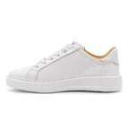 White BLKSWN Footwear 601 Solid lowtop sneaker shown from the left side, featuring a clean, minimalist design.