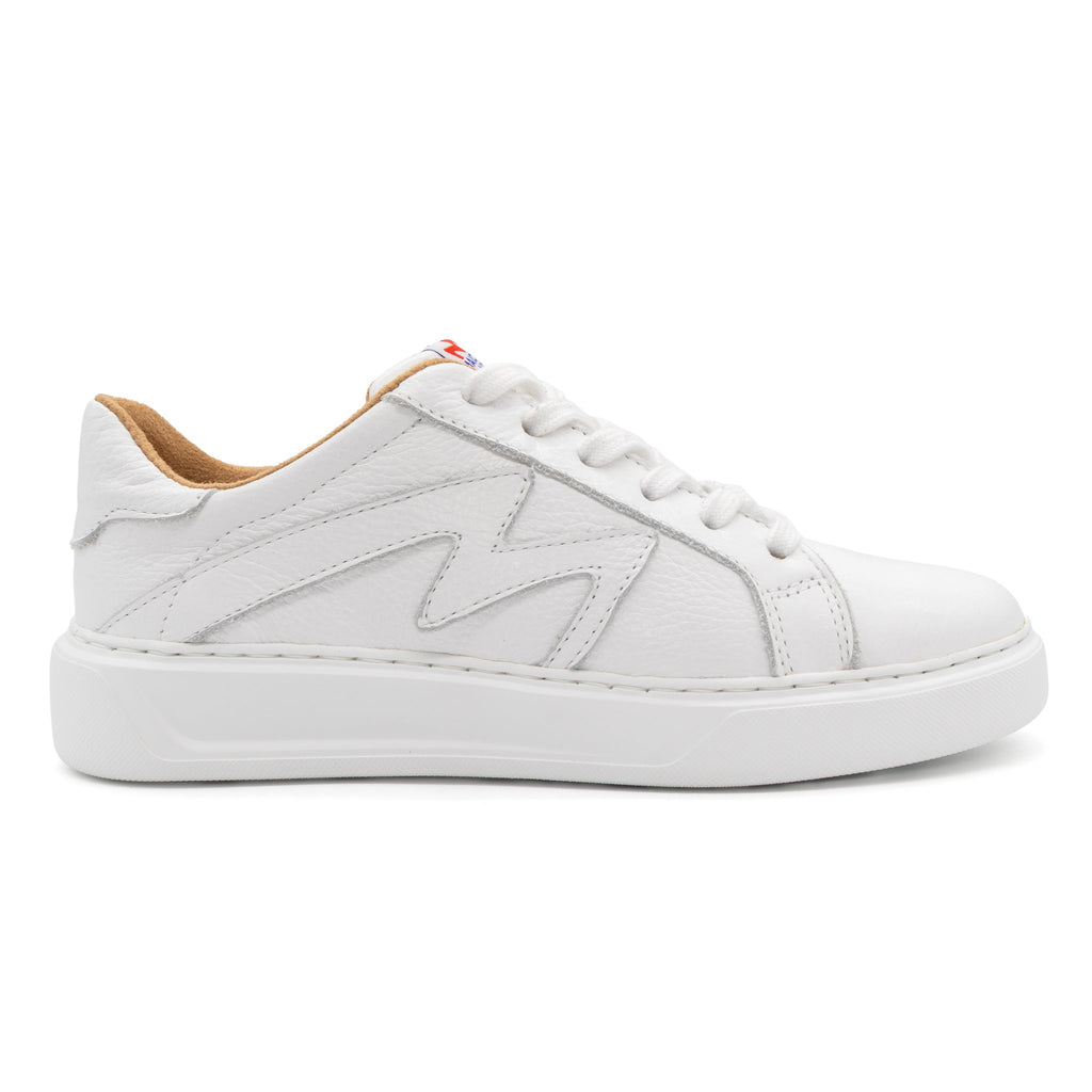 White BLKSWN Footwear 601 Solid lowtop sneaker shown from the right side.