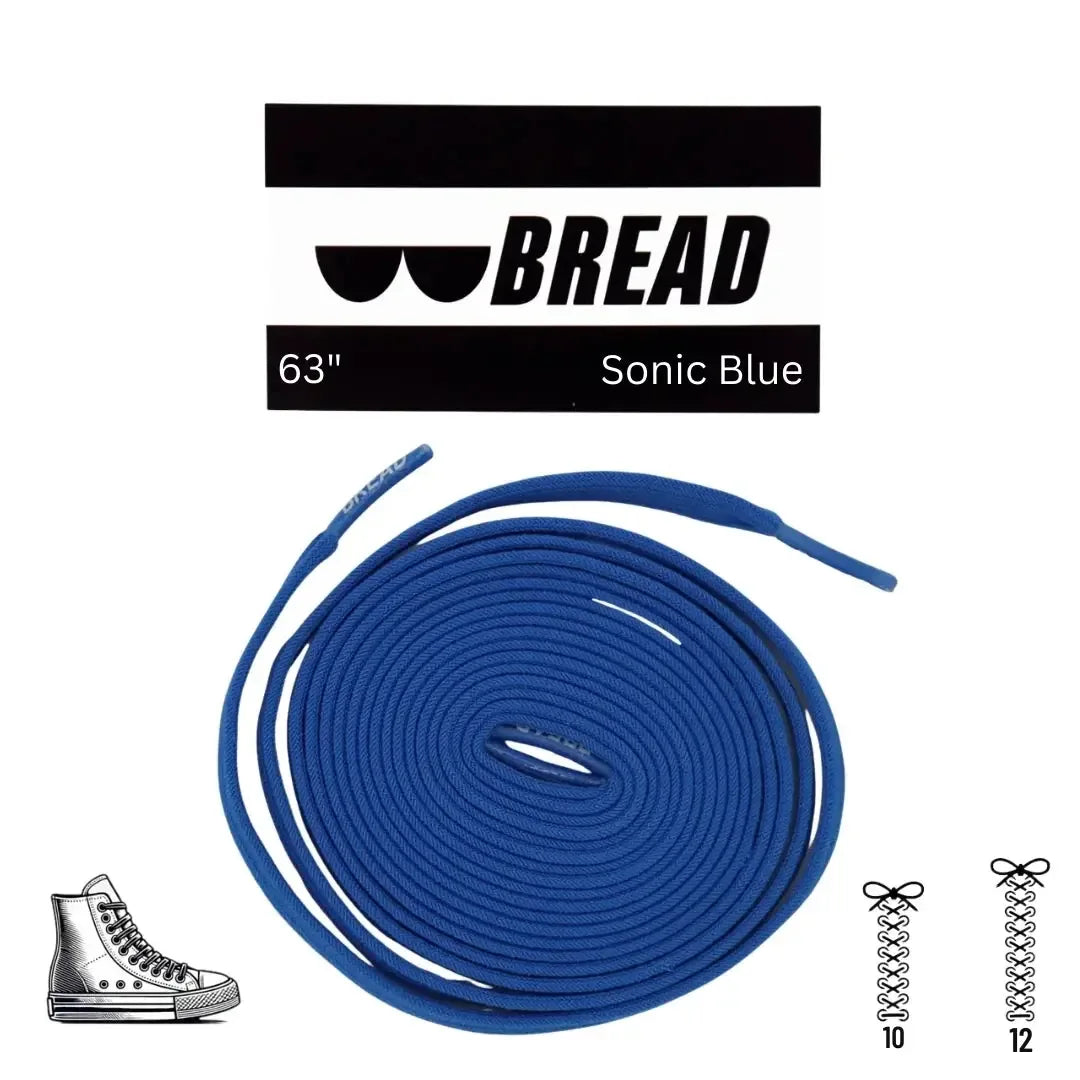 Blue elastic shoelace by Plush Fashion Hub with Sonic Blue branding, designed for easy slip-on and secure fit.