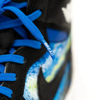 Blue elastic shoelace by Plush Fashion Hub, shown with Sonic Blue bread design, flexible and ideal for comfortable sneakers.