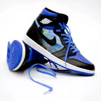 Blue elastic shoelace from Plush Fashion Hub, showing its flexible, stretchable design suitable for sneakers or casual footwear.