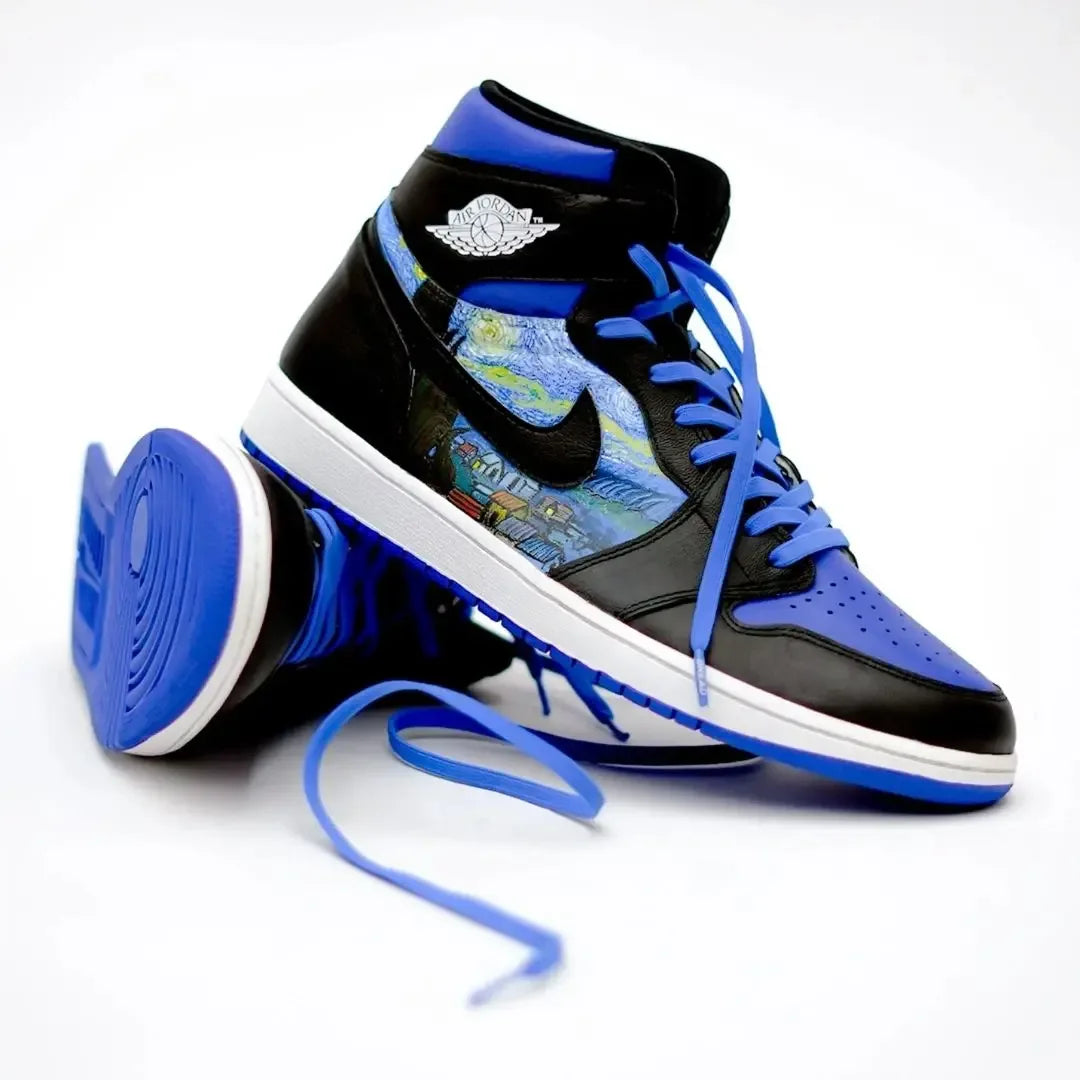 Blue elastic shoelace from Plush Fashion Hub, showing its flexible, stretchable design suitable for sneakers or casual footwear.