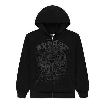 Sp5der OG Web V2 Phantom Zip Up Hoodie Black - Plush Fashion Hub