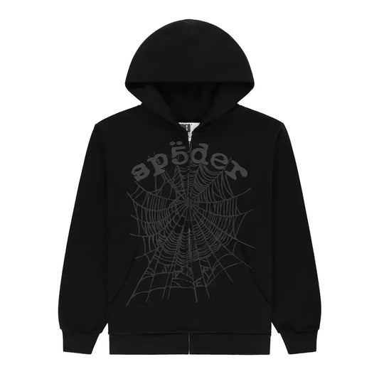 Sp5der OG Web V2 Phantom Zip Up Hoodie Black - Plush Fashion Hub