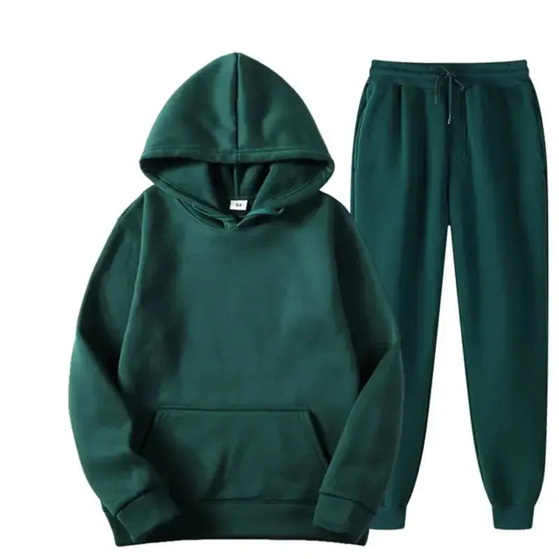 Oversized women's hooded sweatshirt and jogger lounge set from Plush Fashion Hub, made of soft polyester with sparkling fabric details.