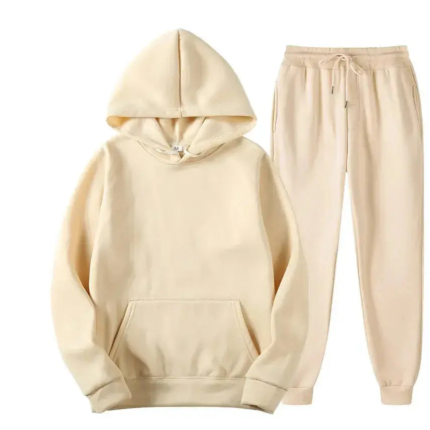 Oversized women's hooded sweatshirt and jogger lounge set in soft polyester fabric by Plush Fashion Hub, with sparkling style detail.