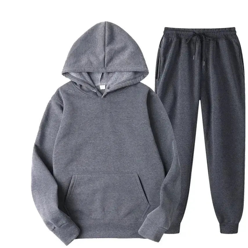 Oversized women's hooded sweatshirt and jogger lounge set in soft polyester fabric by Plush Fashion Hub, sparkling style.