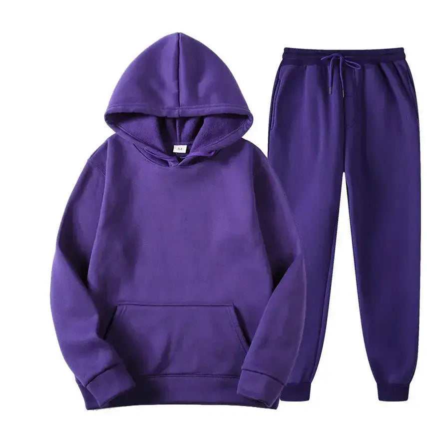 Oversized women's hooded sweatshirt and jogger lounge set by Plush Fashion Hub, made from soft, sparkling 220g polyester fabric.