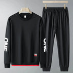 Men's casual sweatshirt and trousers two-piece tracksuit set by Plush Fashion Hub, ideal for spring and autumn.