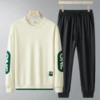 Men's casual sweatshirt and trousers two-piece tracksuit set from Plush Fashion Hub, featuring a comfortable spring-autumn style.