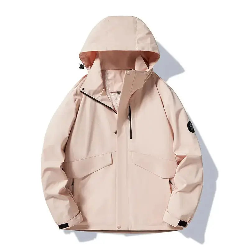 Social Buzz eSIMs outdoor hiking jacket for spring and autumn, waterproof, windproof, breathable, with detachable layers.