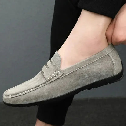 Spring Summer Suede Men Loafers Comfortable Flat Casual Shoes Men Breathable Slip-On Soft Genuine Leather Driving Shoes Moccasin - Plush Fashion Hub