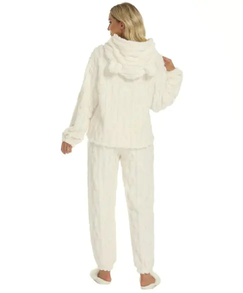Pink square heart velvet hoodie with hood and cute ears, cozy home wear from Plush Fashion Hub.
