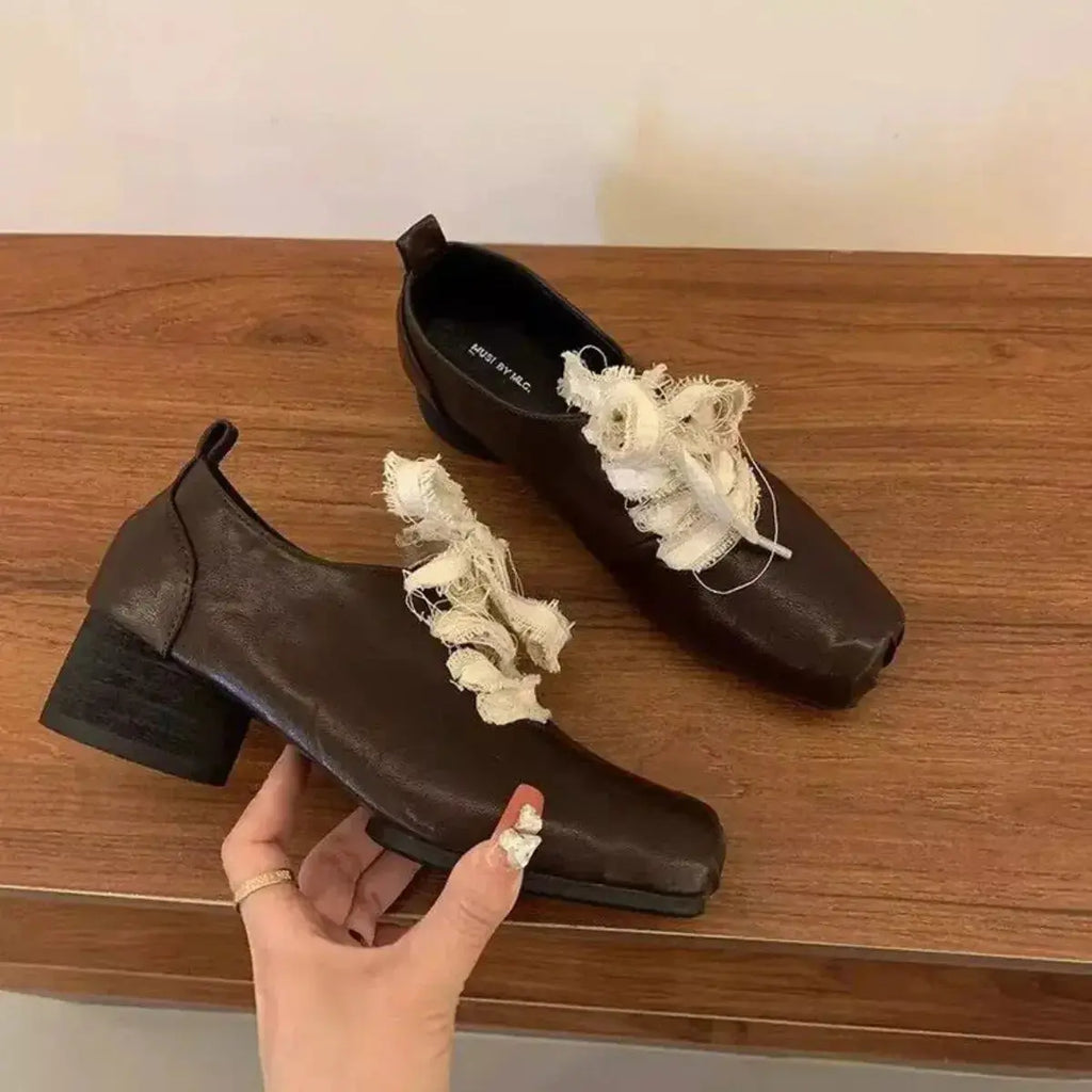 Plush Fashion Hub square toe block heel pumps showing mid-height heel and stylish design for office or dress occasions.