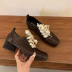 Plush Fashion Hub square toe block heel pumps showing mid-height heel and stylish design for office or dress occasions.