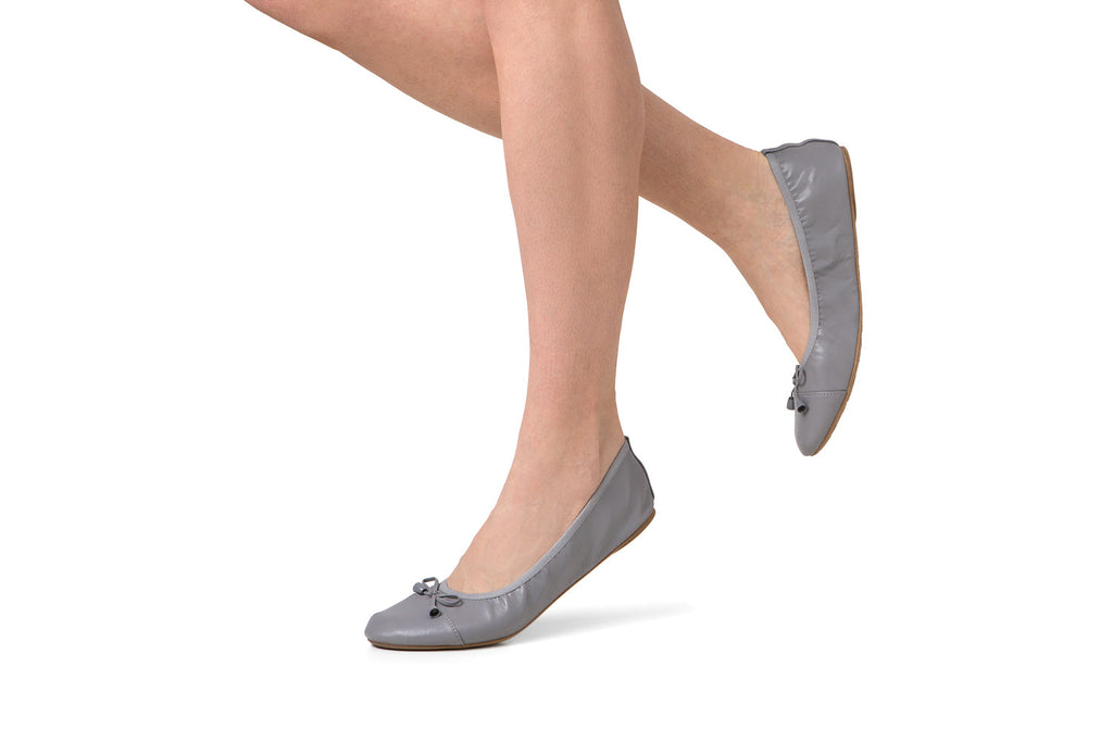 Talaria Flats premium stone grey shoes with sleek, comfortable design and smooth texture, perfect for casual or professional wear.