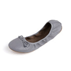 Talaria Flats in stone grey, single pair of stylish, comfortable shoes with a smooth leather finish and sleek design.