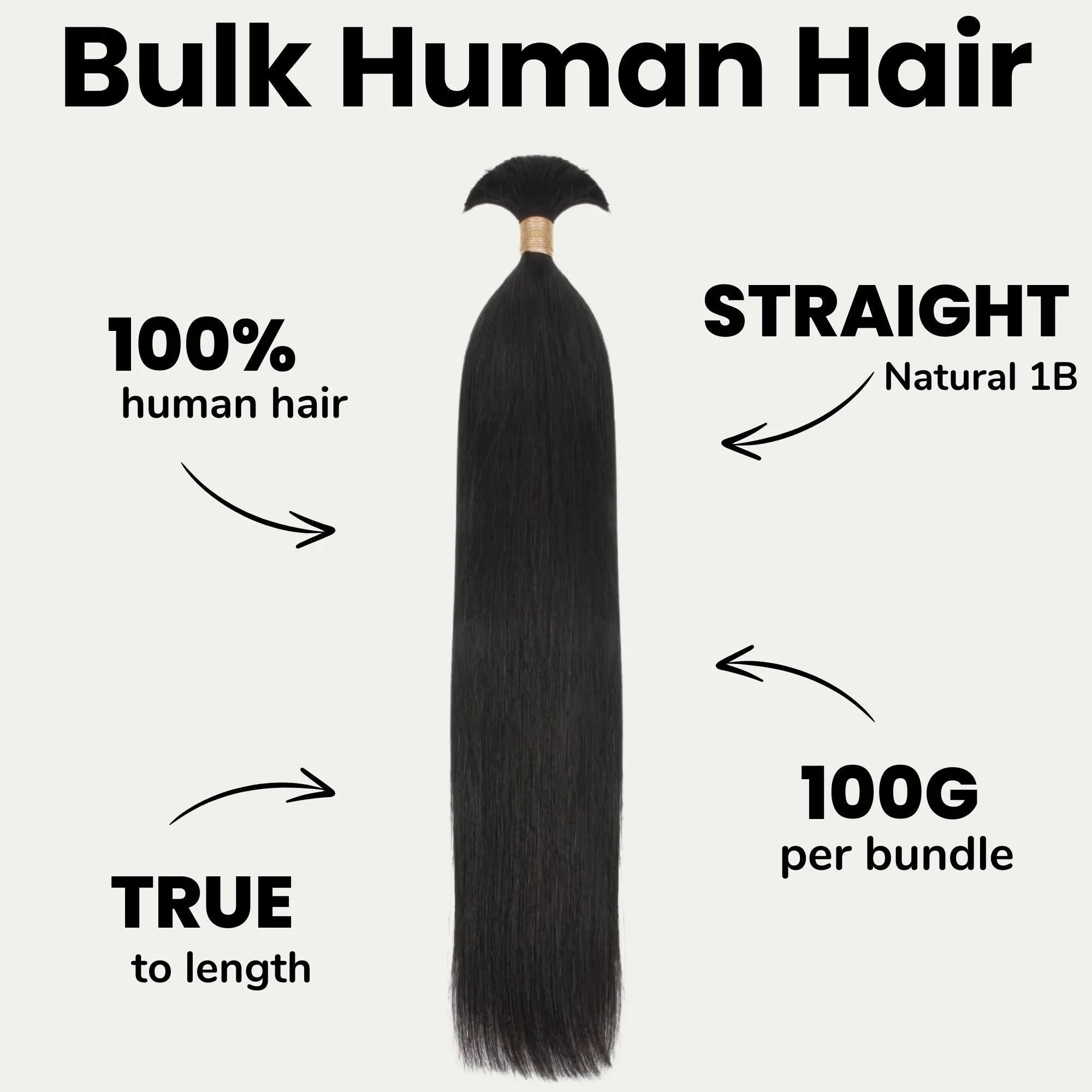 Straight Bulk 100% Human Braiding Hair - Plush Fashion Hub