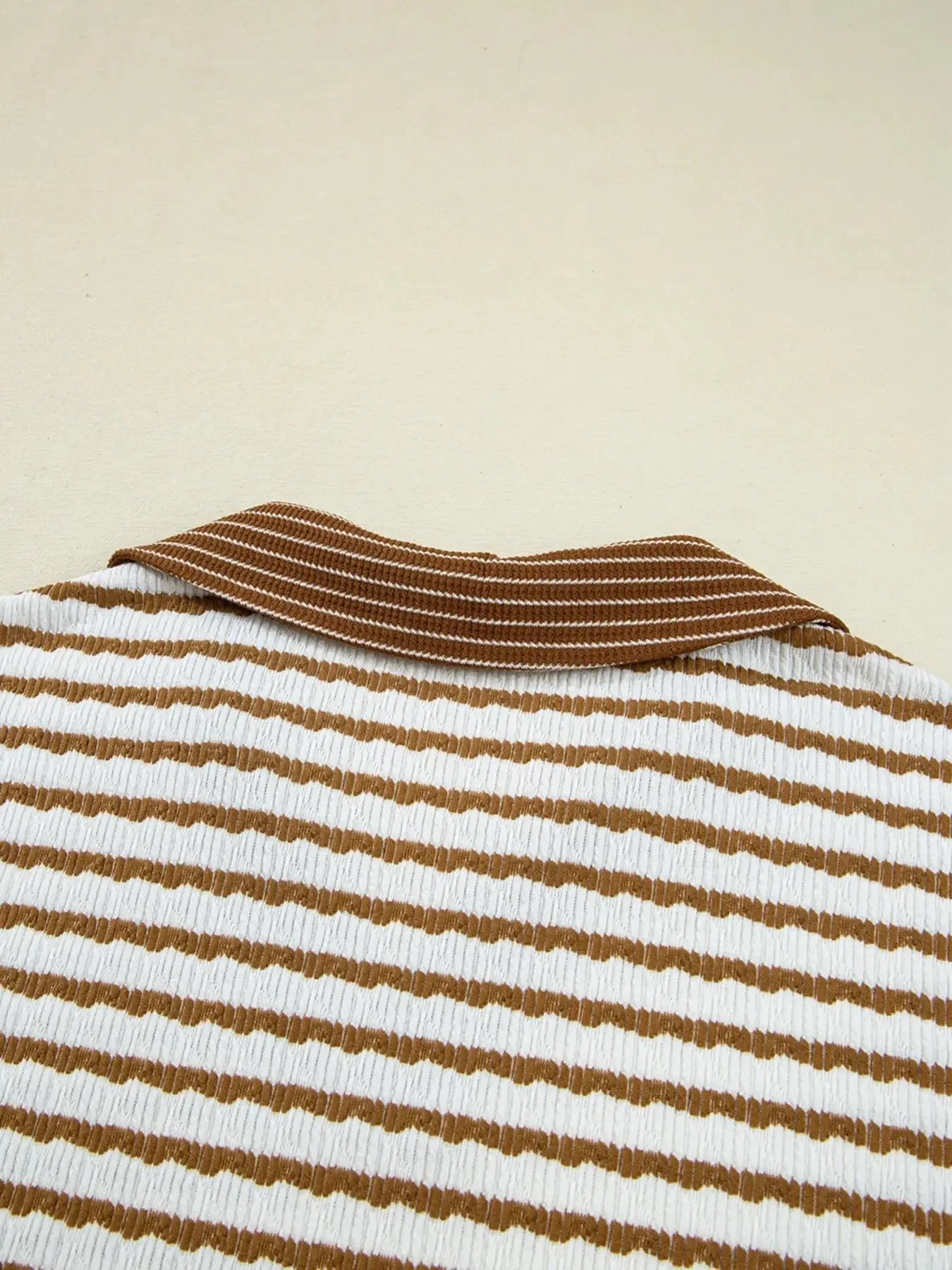 Stripe Collared Top and Drawstring Pant Set - Plush Fashion Hub