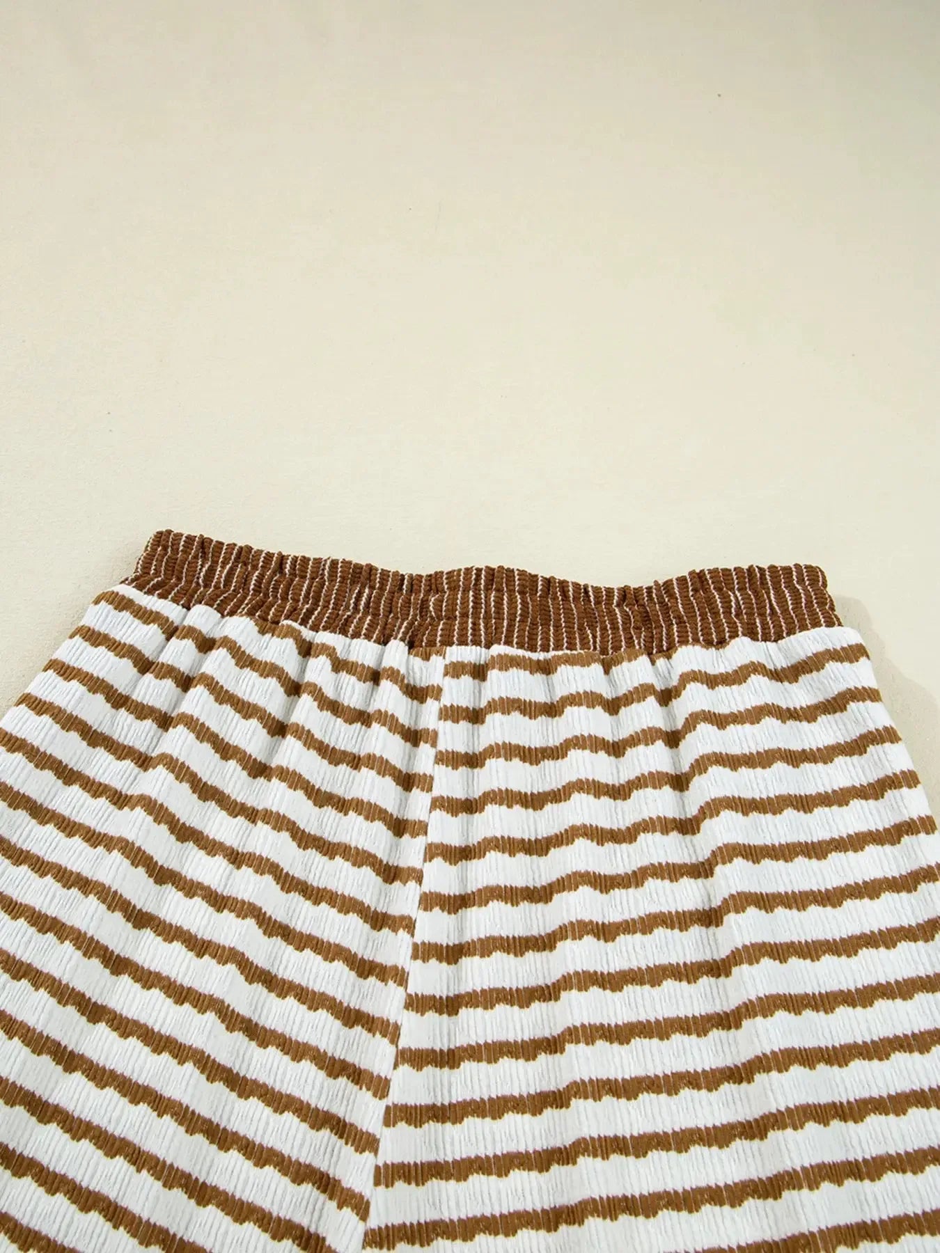 Stripe Collared Top and Drawstring Pant Set - Plush Fashion Hub