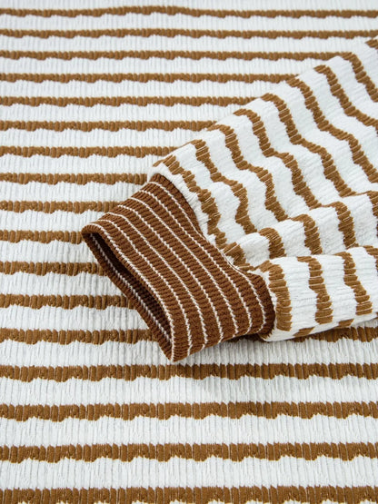 Stripe Collared Top and Drawstring Pant Set - Plush Fashion Hub