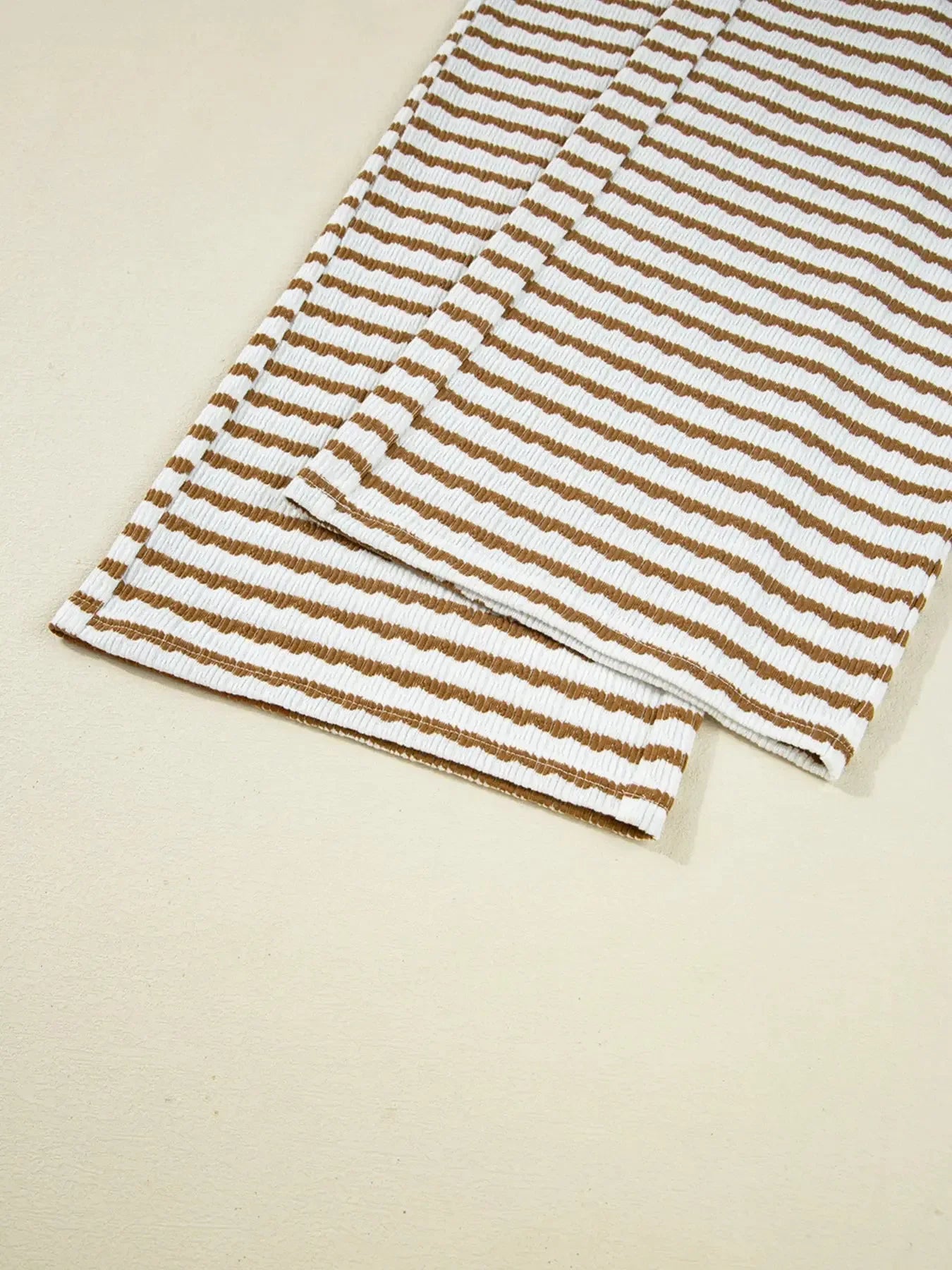 Stripe Collared Top and Drawstring Pant Set - Plush Fashion Hub