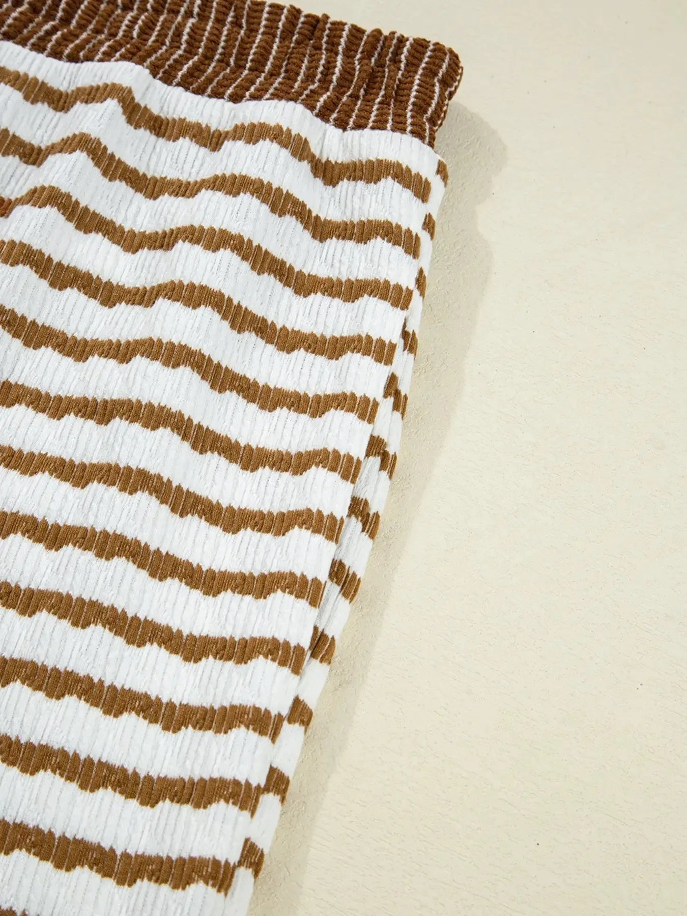 Stripe Collared Top and Drawstring Pant Set - Plush Fashion Hub