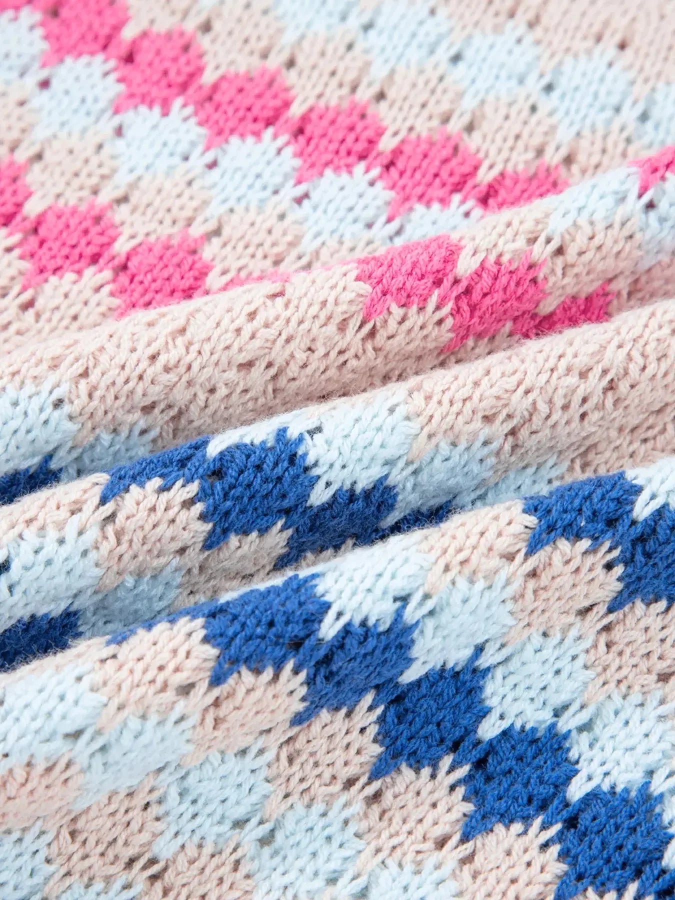 Stripe Eyelet Patterned Drop Shoulder Sweater - Plush Fashion Hub