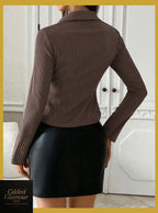Gilded Glamour Shop classic striped long sleeve button-up shirt, versatile stretch workwear, casual and professional style.