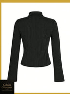 Gilded Glamour Shop classic striped long sleeve button-up shirt, versatile stretch workwear with a stylish design.