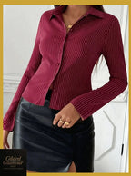 Gilded Glamour Shop classic striped long sleeve button-up shirt with versatile stretch fabric, perfect for workwear or casual wear.
