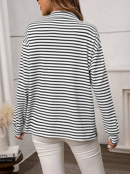 Striped Button Up Long Sleeve Shirt - Plush Fashion Hub