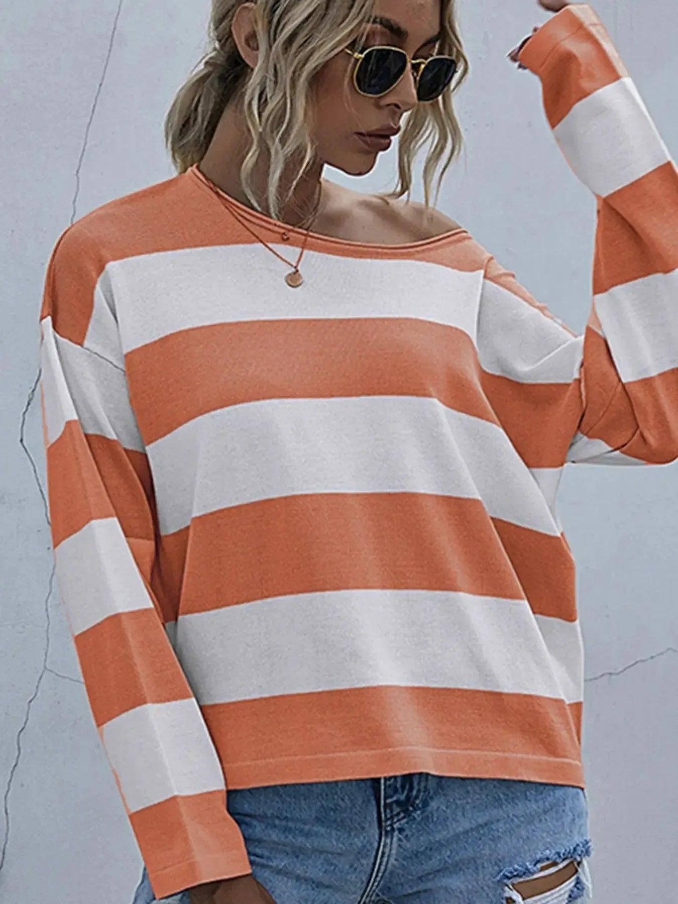 Striped Casual Long Sleeve Knit Top - Plush Fashion Hub