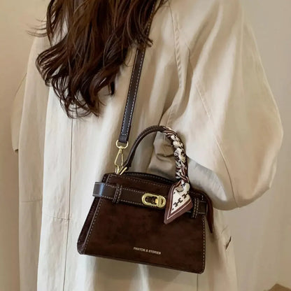 Suede Mini Crossbody Bag with Leather Strap - Plush Fashion Hub