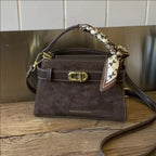 Suede Mini Crossbody Bag with Leather Strap - Plush Fashion Hub