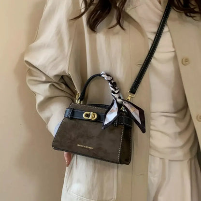 Suede Mini Crossbody Bag with Leather Strap - Plush Fashion Hub