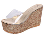 Women high heel platform wedge sandals from Trendy Attic Store01, featuring stylish straps and chunky heel for a trendy look.