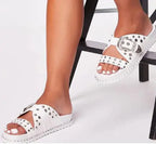 Women wedge heel Roman platform sandals by Trendy Attic Store01 with ankle straps and chunky heels on a neutral background.