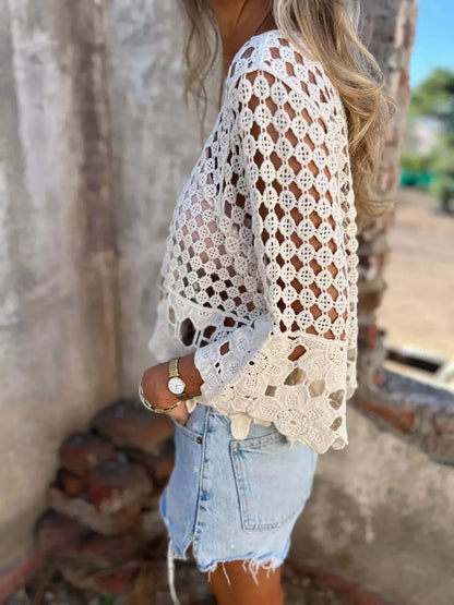 Tassel Crochet Knit Cover Up - Plush Fashion Hub