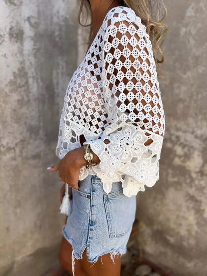 Tassel Crochet Knit Cover Up - Plush Fashion Hub