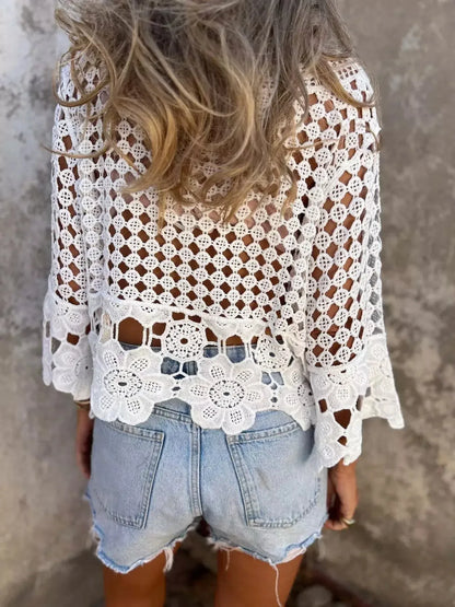 Tassel Crochet Knit Cover Up - Plush Fashion Hub