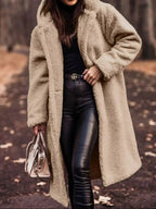 Longline teddy bear hooded jacket by Plush Fashion Hub, soft plush outerwear with a cozy, lightweight design.
