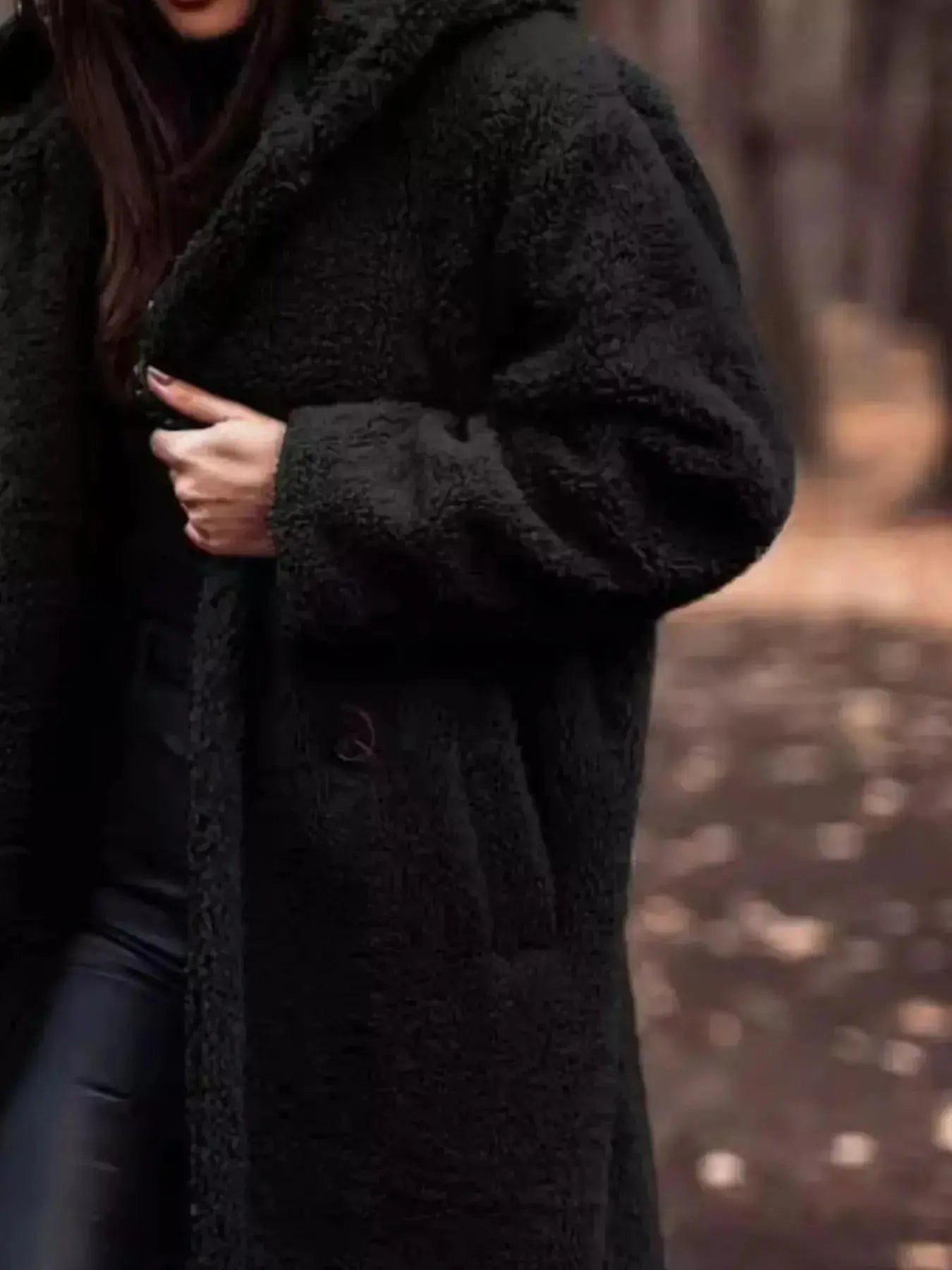 Lightweight Teddy Bear longline hooded jacket by Plush Fashion Hub, featuring soft plush outerwear and cozy hood for cold weather.