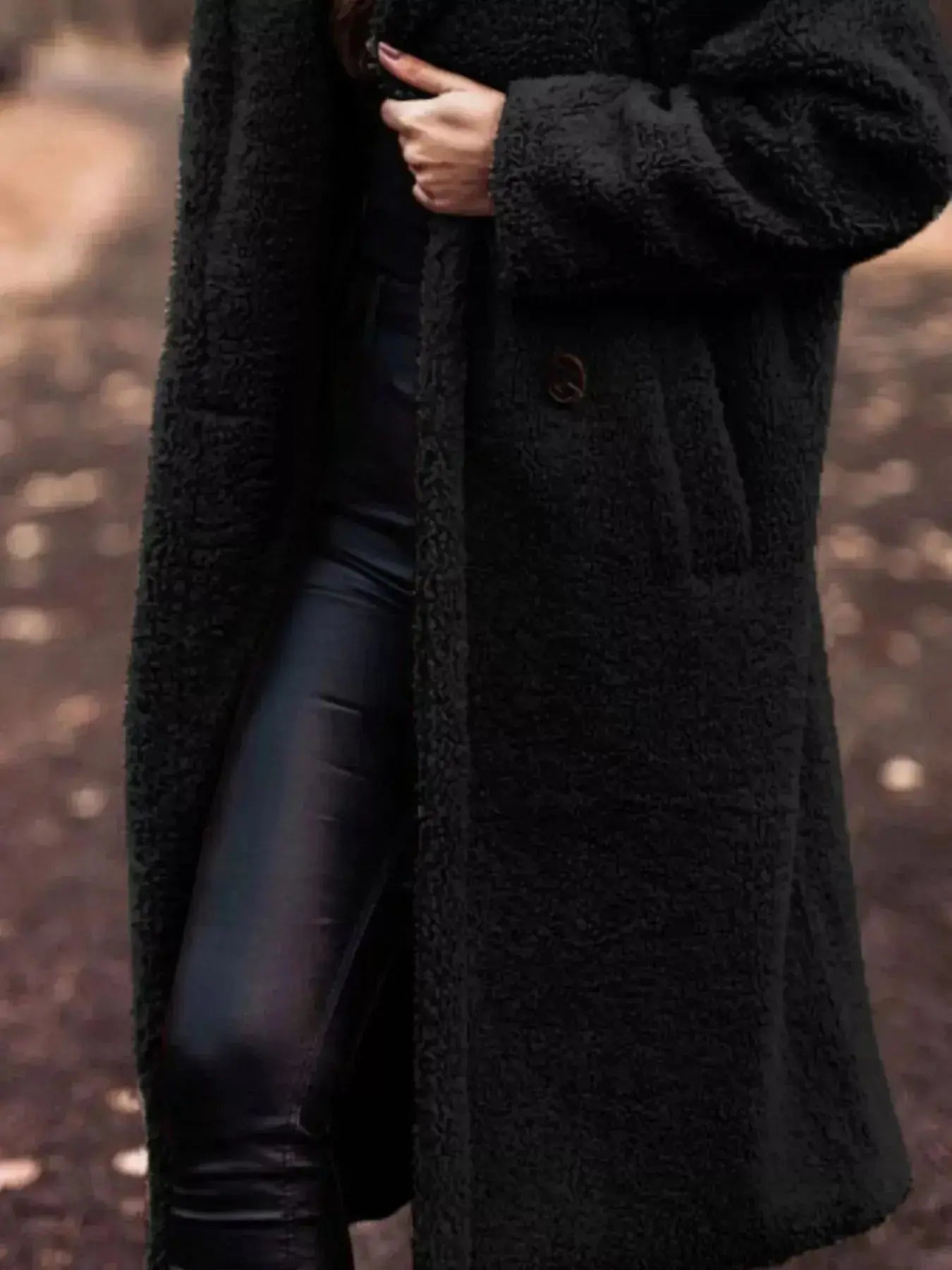 Lightweight plush teddy bear hooded longline jacket by Plush Fashion Hub, featuring soft, cozy outerwear with a plush exterior and hood.